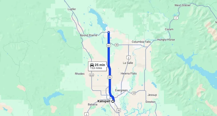 Kalispell to Whitefish by car