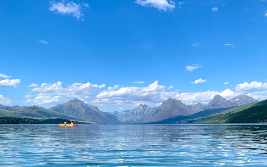 Kayaking activity on the Flathead River in Glacier National Park
